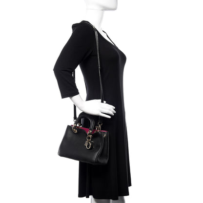 Christian Dior Bullcalf Small Diorissimo Tote Black Rose Indien 2 of 9