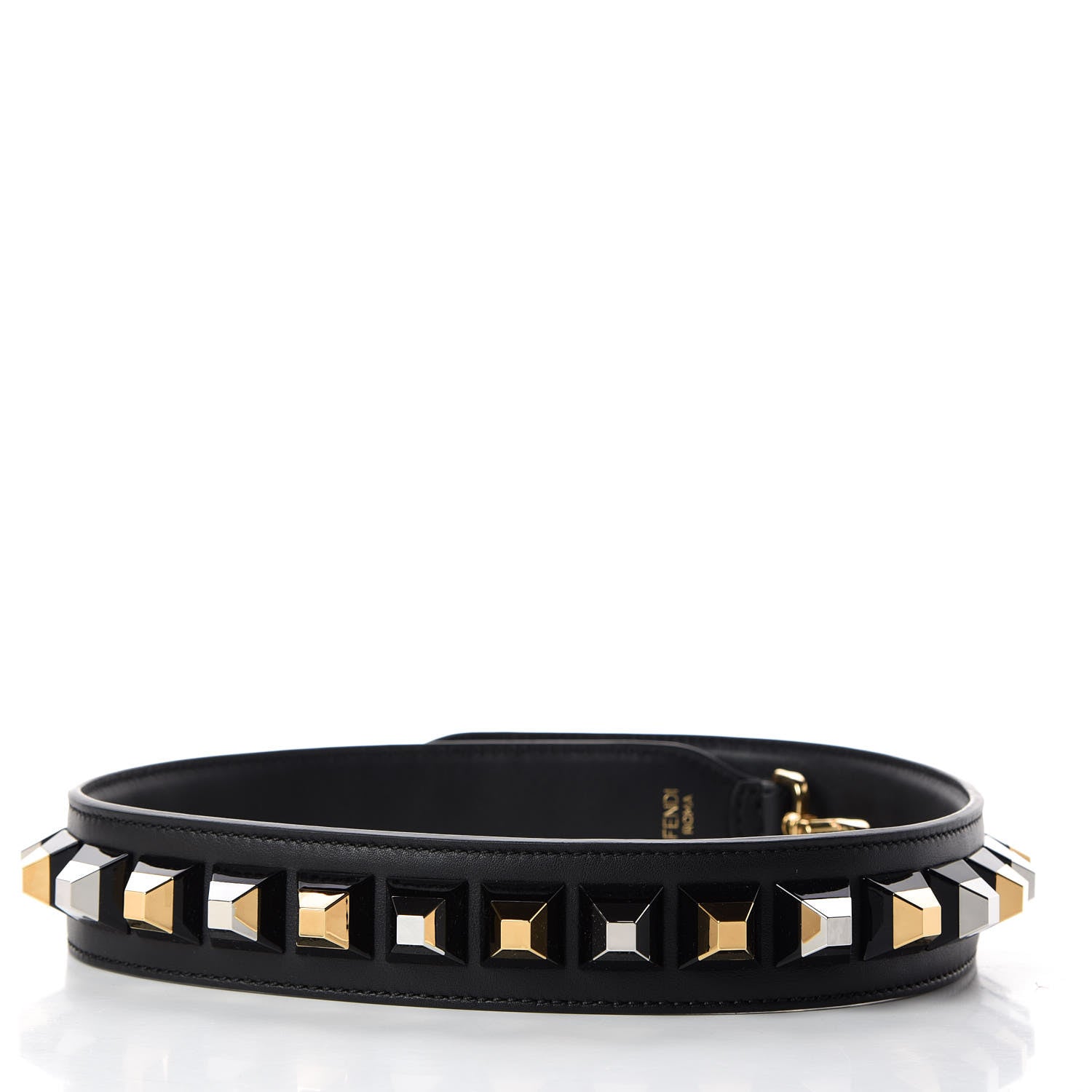 Fendi Calfskin Studded Strap You Black Gold 2 of 5