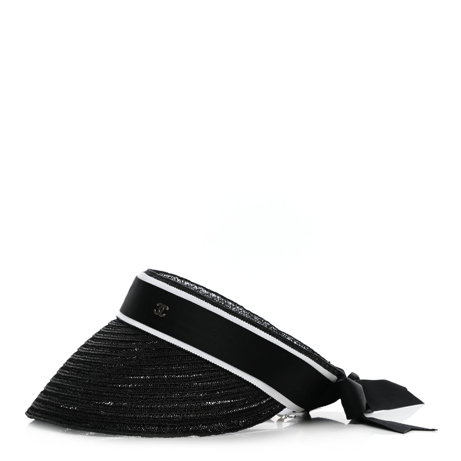Chanel Abaca Cotton Ribbon Visor S Black 4 of 7