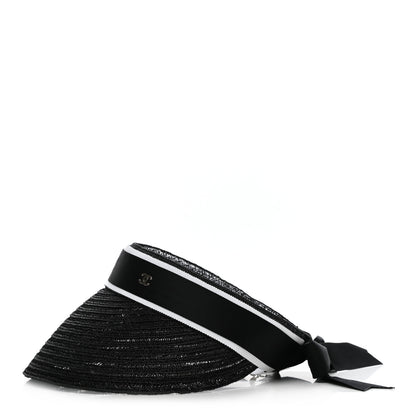 Chanel Abaca Cotton Ribbon Visor S Black 4 of 7