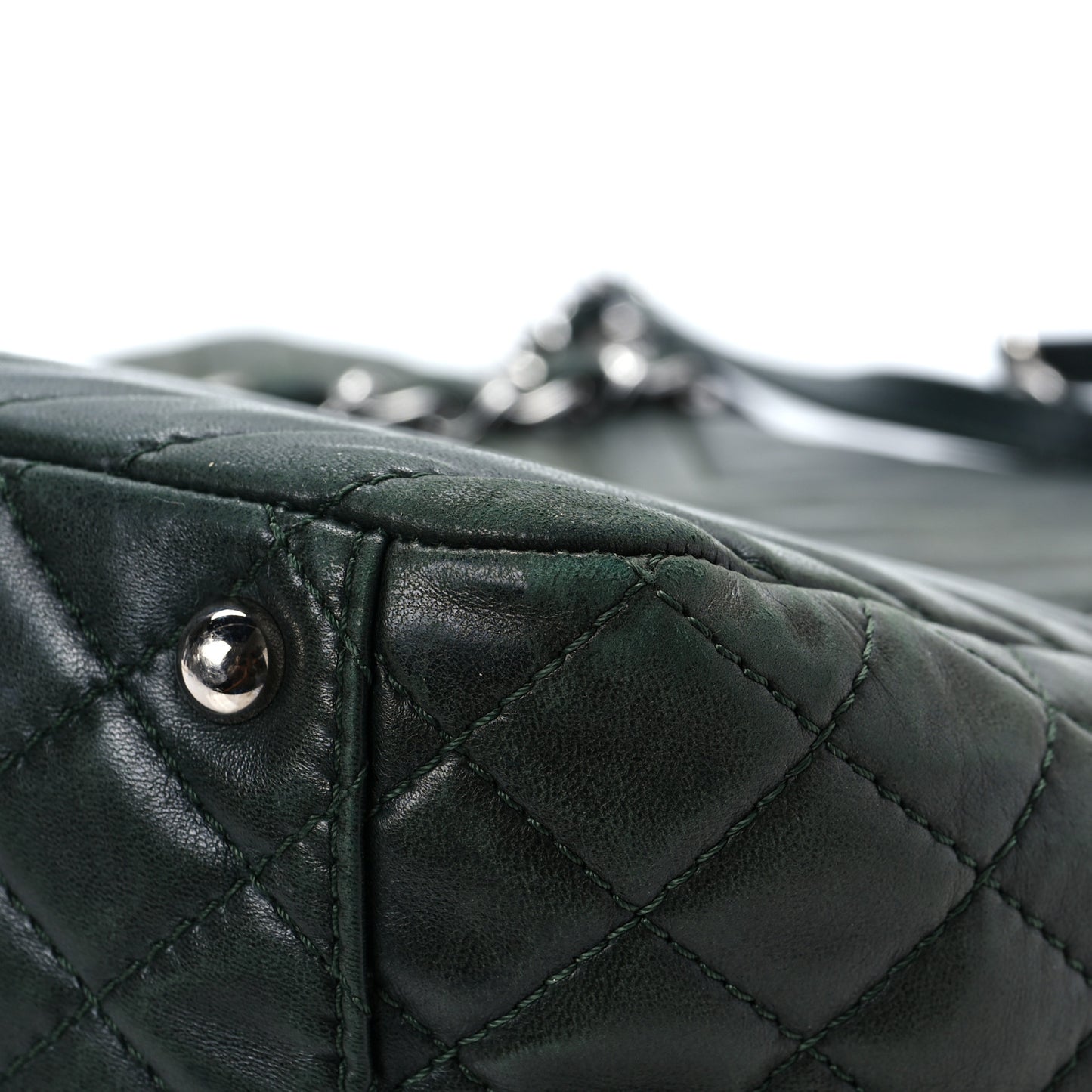 Iridescent Calfskin Chevron Quilted Surpique Tote Black