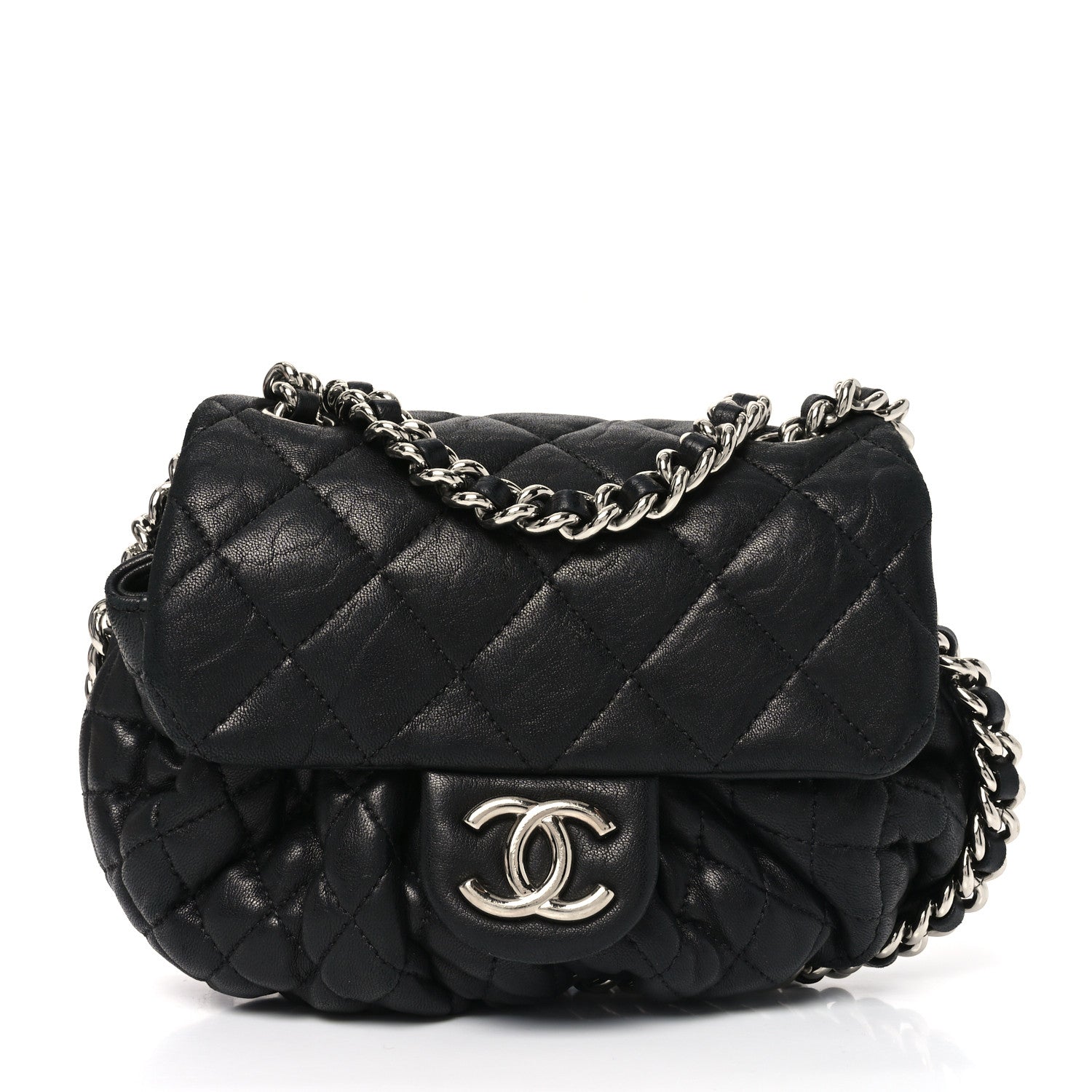Chanel Washed Lambskin Quilted Mini Chain Around Flap Black 1 of 10