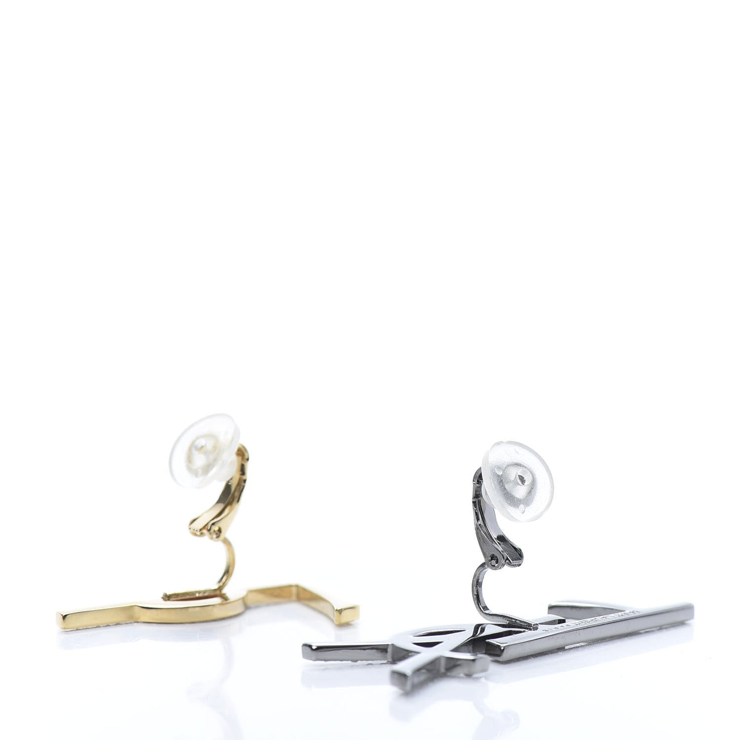 Metal Brass Crystal Deconstructed Opyum Clip On Earrings Ruthenium Gold