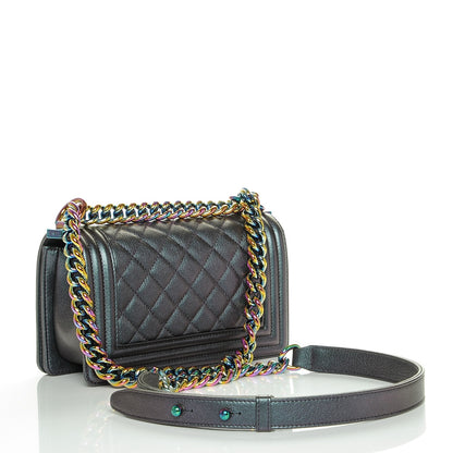 Chanel Iridescent Goatskin Quilted Small Boy Purple 3 of 7