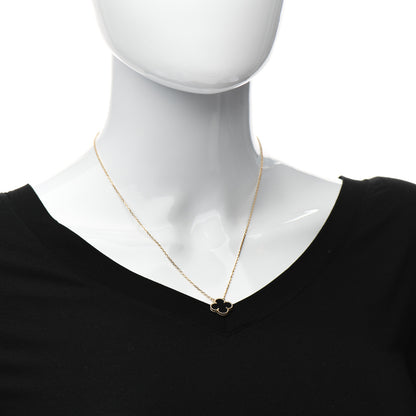 Van Cleef & Arpels 18K Yellow Gold Black Onyx Vintage Alhambra Pendant Necklace 2 of 6