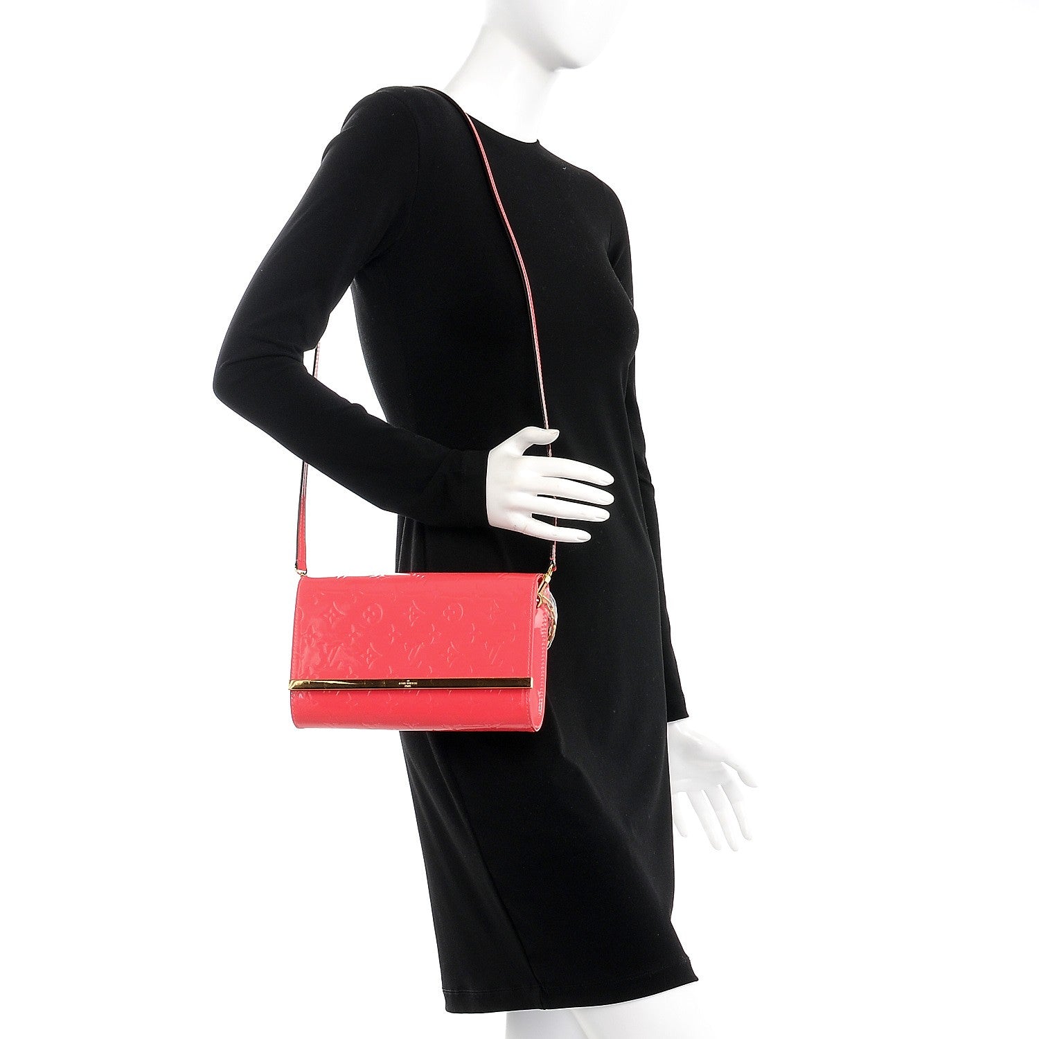Louis Vuitton Vernis Ana Clutch Rose Litchi 2 of 8