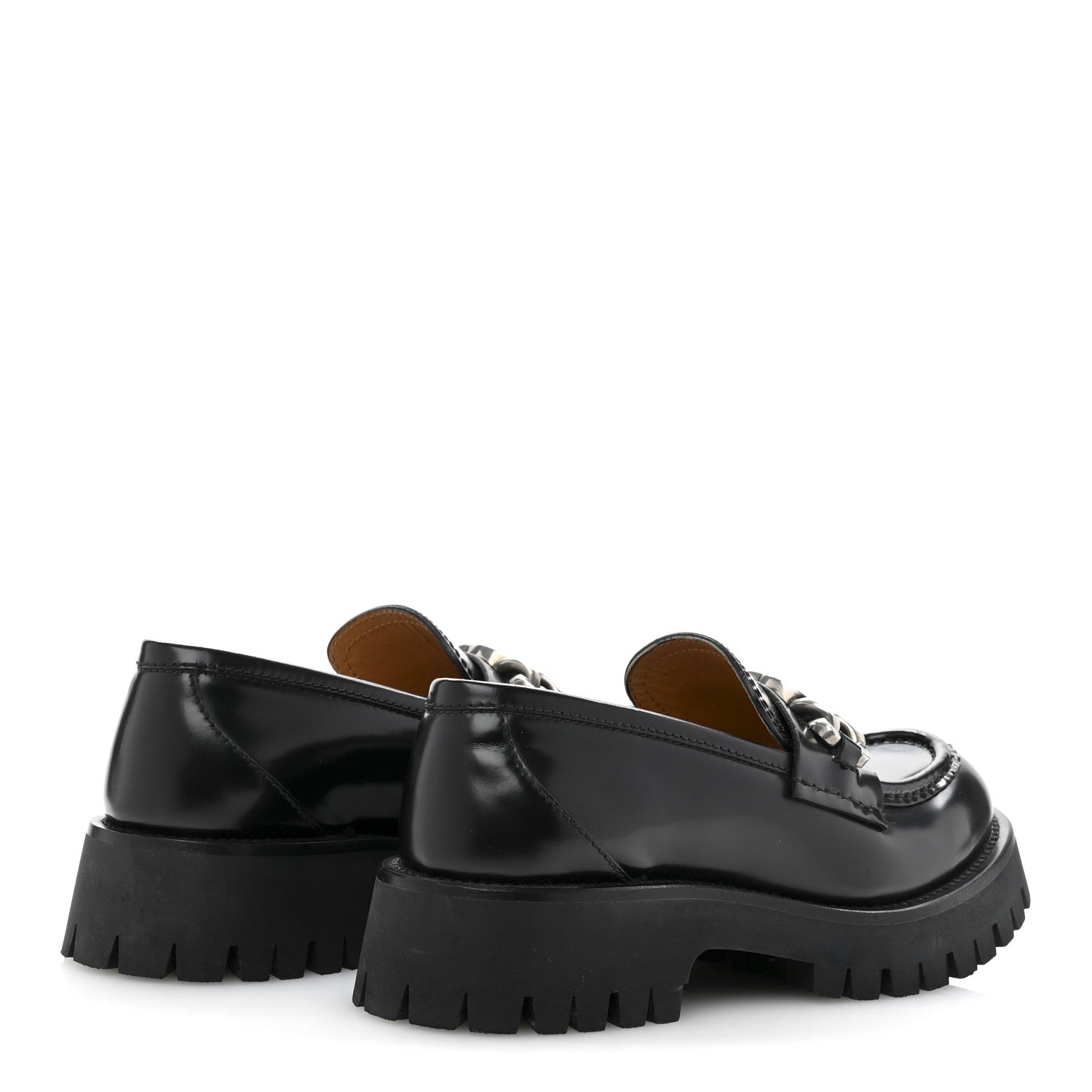 Gucci Cordovan Lux Womens Jeanne Platform Lug Sole 30/45mm Loafers 37.5 Black 5 of 10