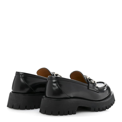 Gucci Cordovan Lux Womens Jeanne Platform Lug Sole 30/45mm Loafers 37.5 Black 5 of 10