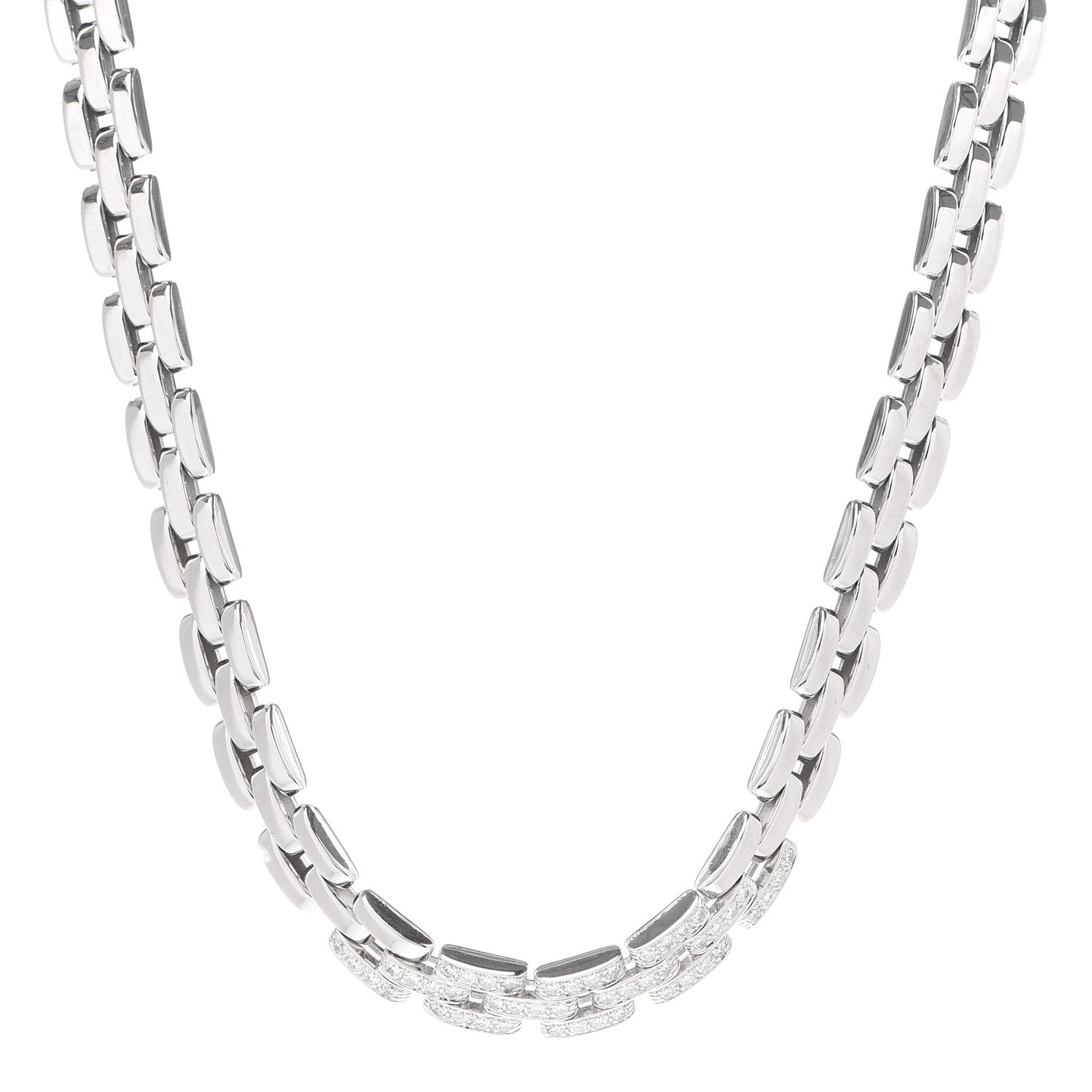 18K White Gold Diamond Maillon Panthere Necklace