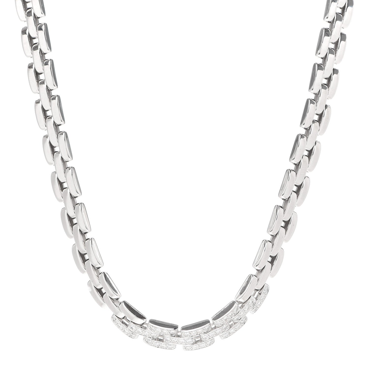 Cartier 18K White Gold Diamond Maillon Panthere Necklace 1 of 6