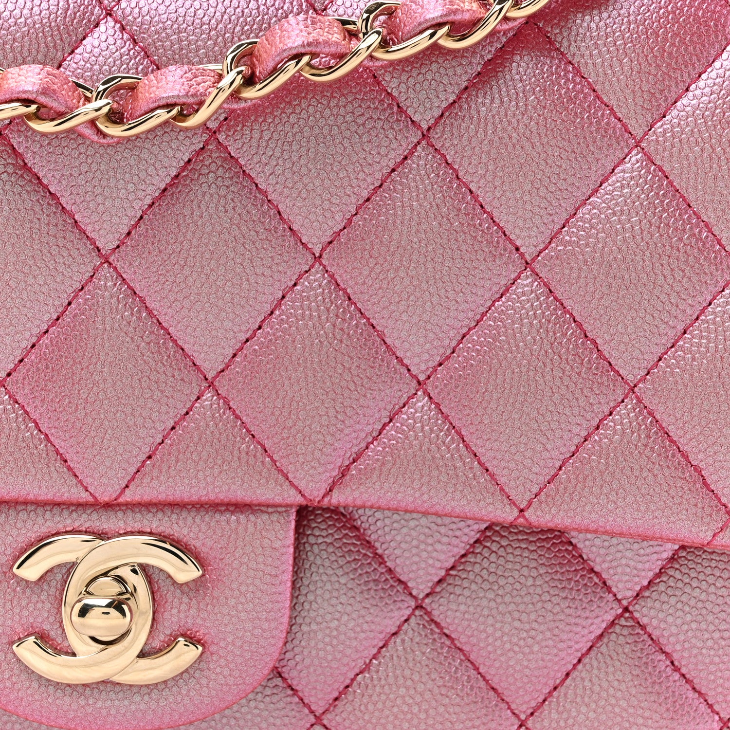 Chanel Iridescent Caviar Quilted Medium Double Flap Pink 8 of 11