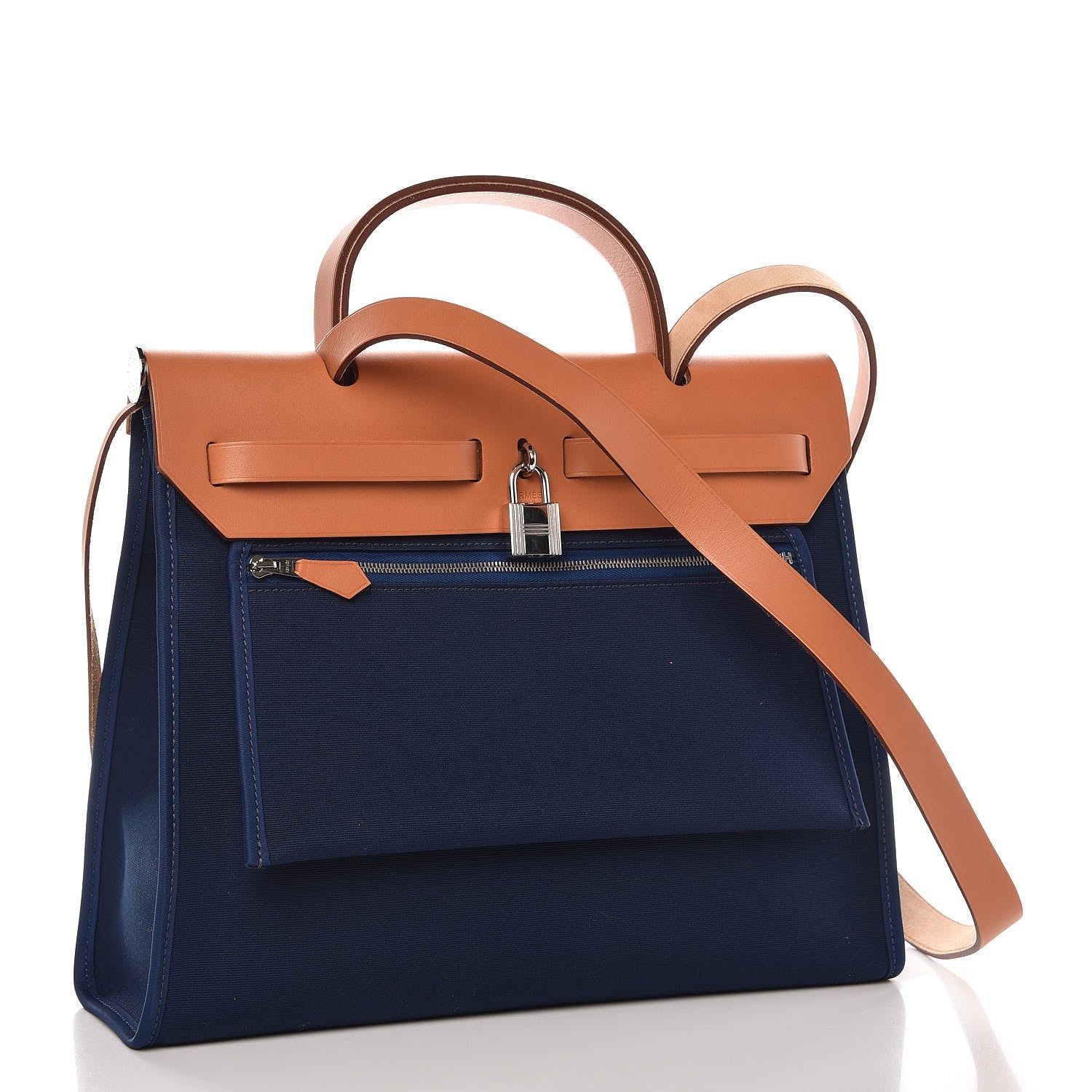 Hermes Vache Hunter Toile Herbag Zip 31 PM Bleu De Malte 4 of 9