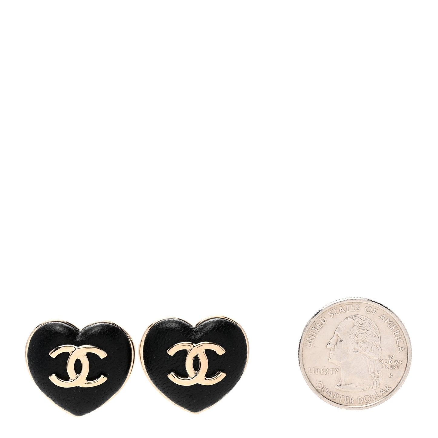 Lambskin CC Heart Earrings Black Gold