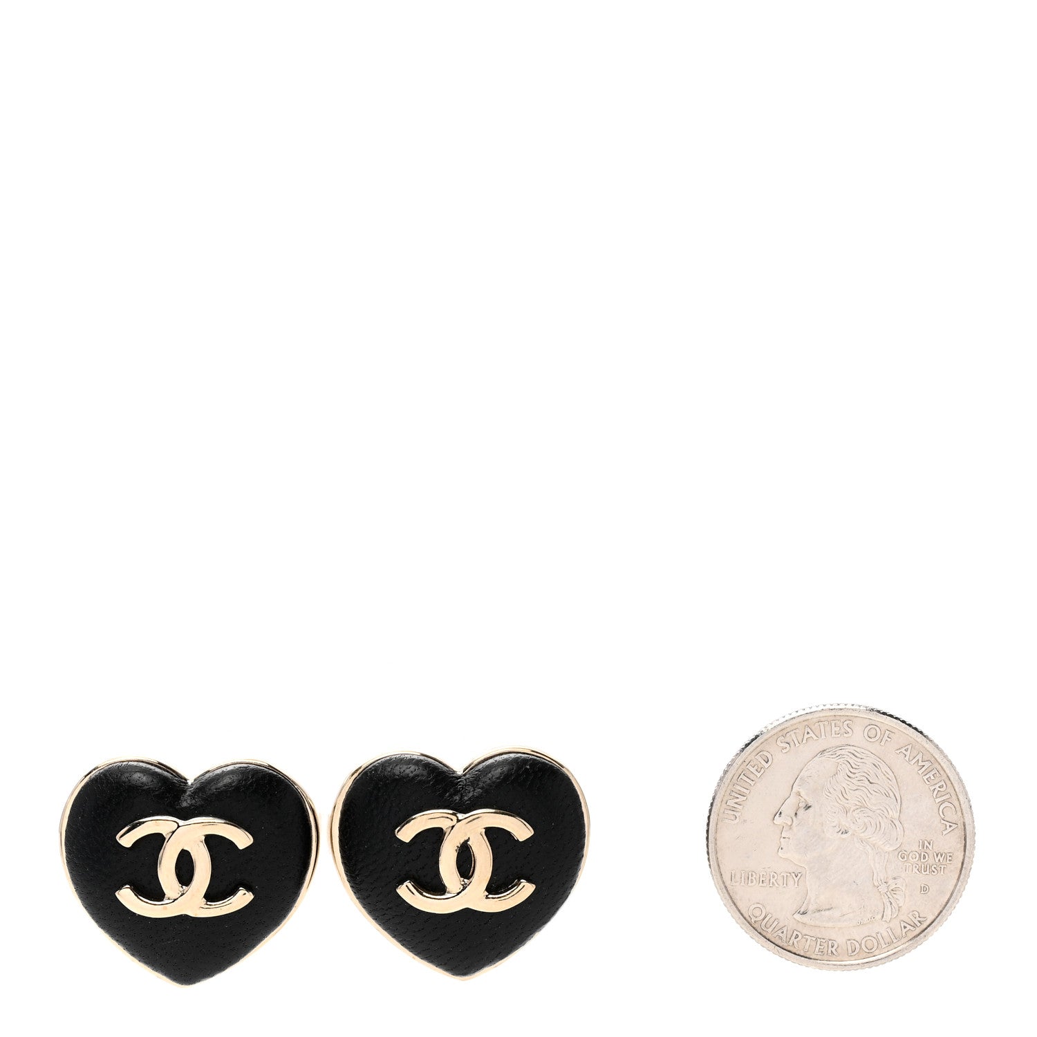Chanel Lambskin CC Heart Earrings Black Gold 2 of 4
