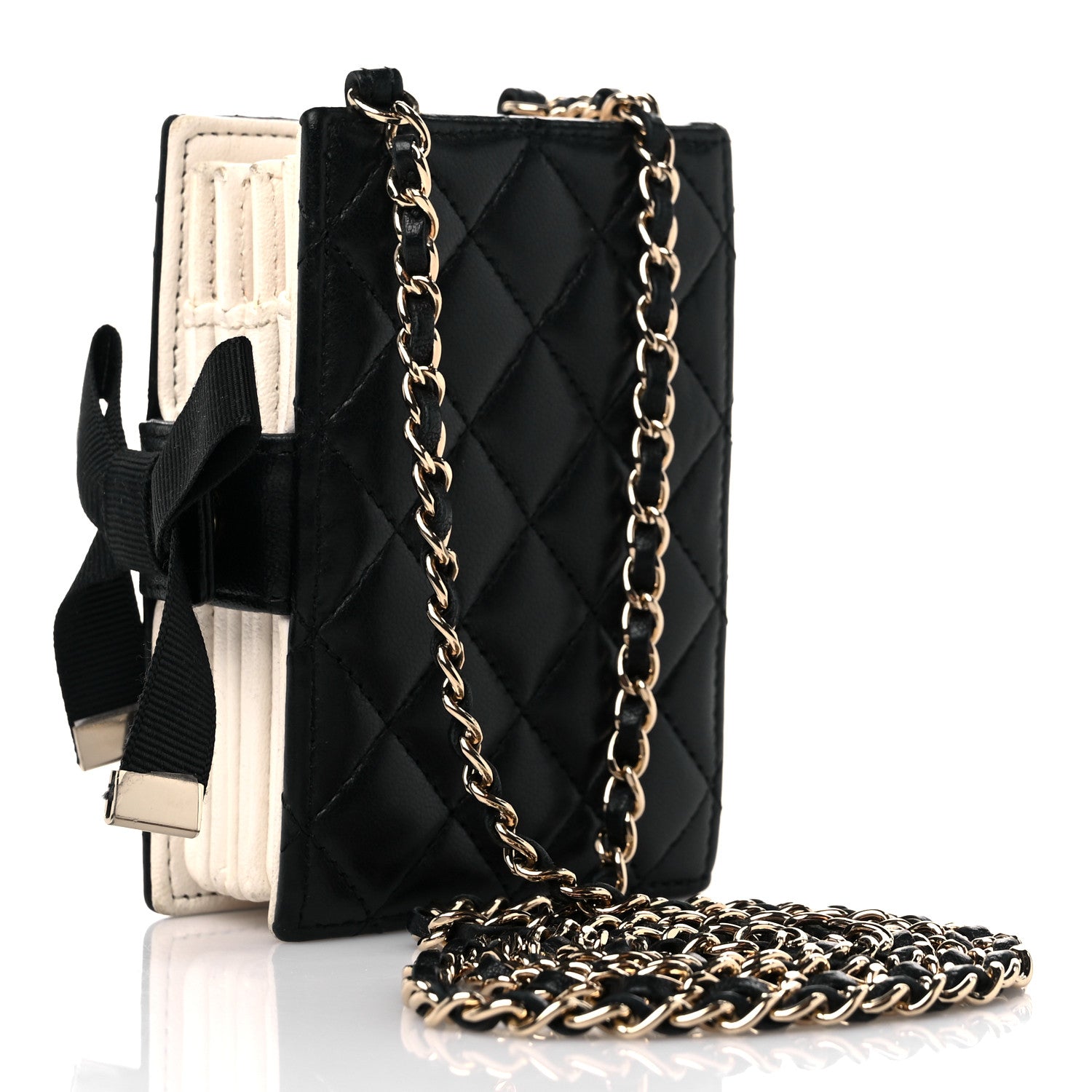 Chanel Lambskin Quilted Book Card Holder on Chain Black 4 of 16
