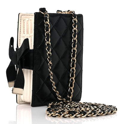 Chanel Lambskin Quilted Book Card Holder on Chain Black 4 of 16