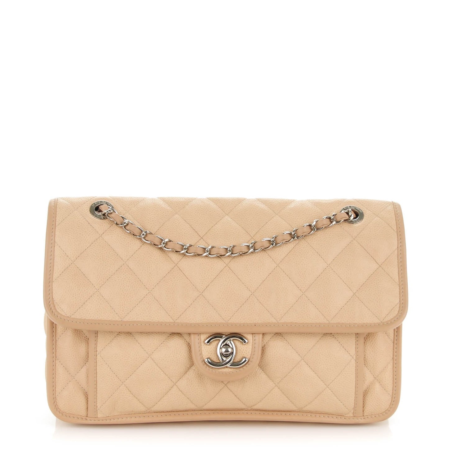 Caviar French Riviera Large Flap Beige