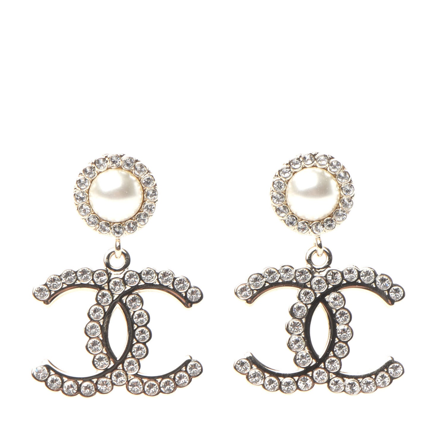 Crystal Pearl Bow-tiful CC Drop Earrings Gold