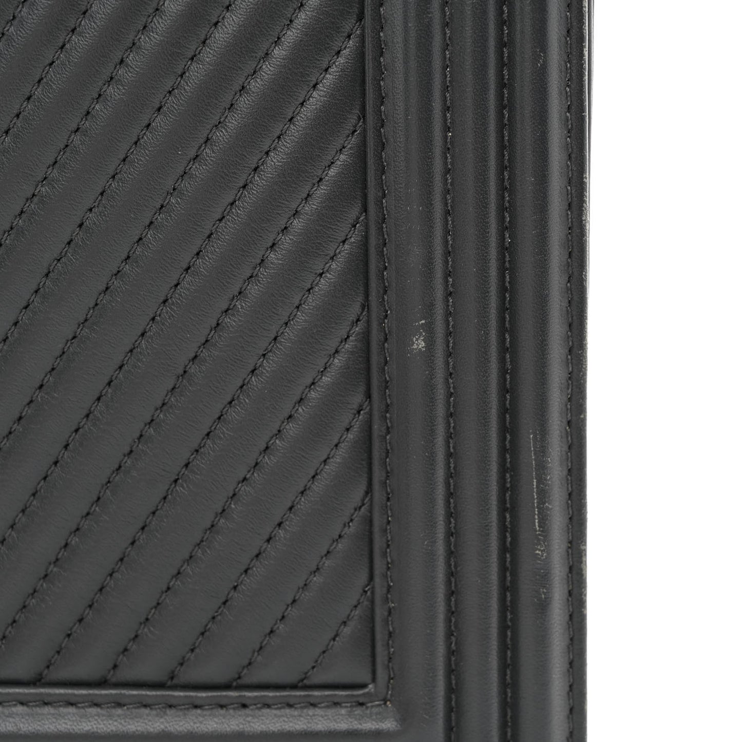 Calfskin Chevron Quilted New Medium Boy Flap Dark Grey