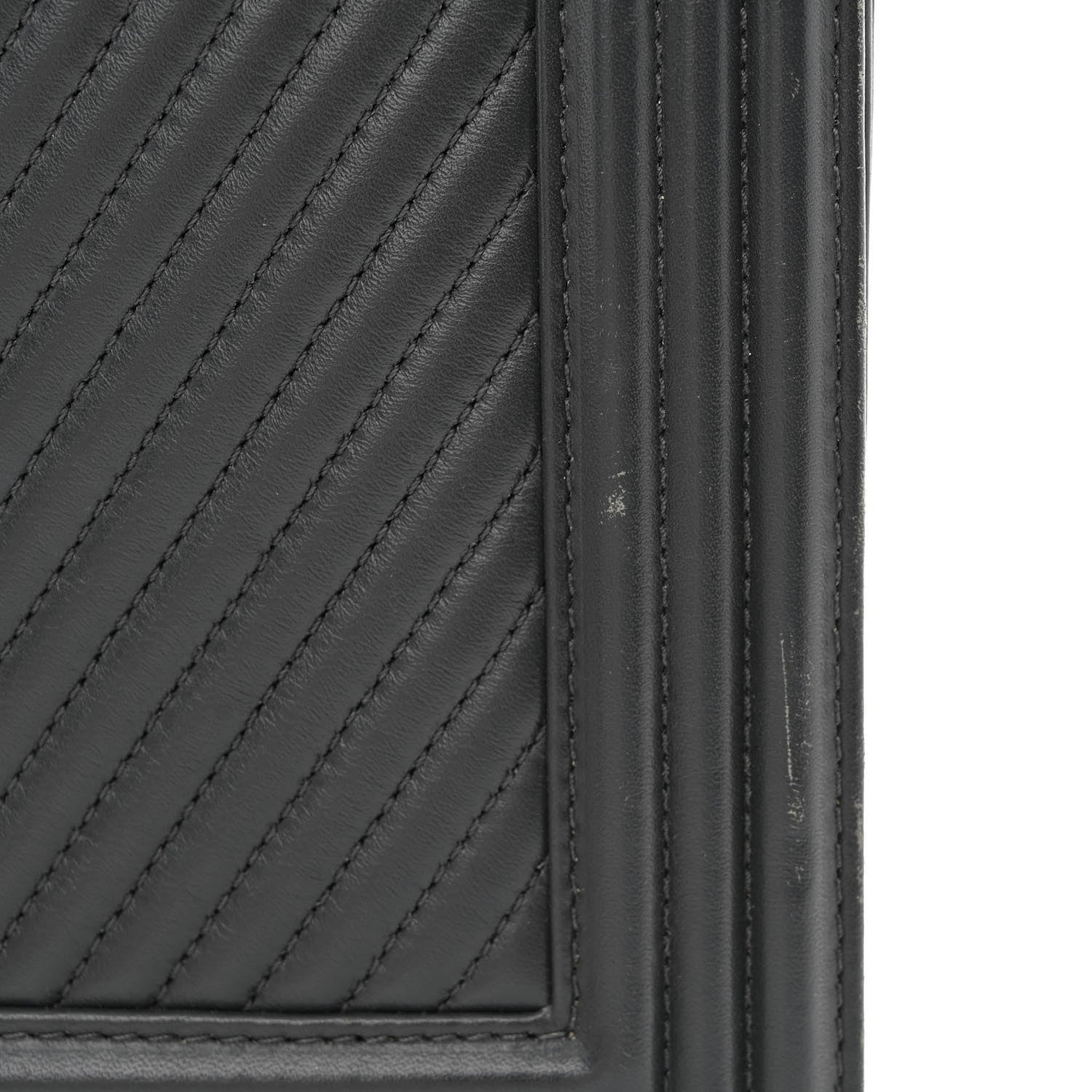 Chanel Calfskin Chevron Quilted New Medium Boy Flap Dark Grey 13 of 15