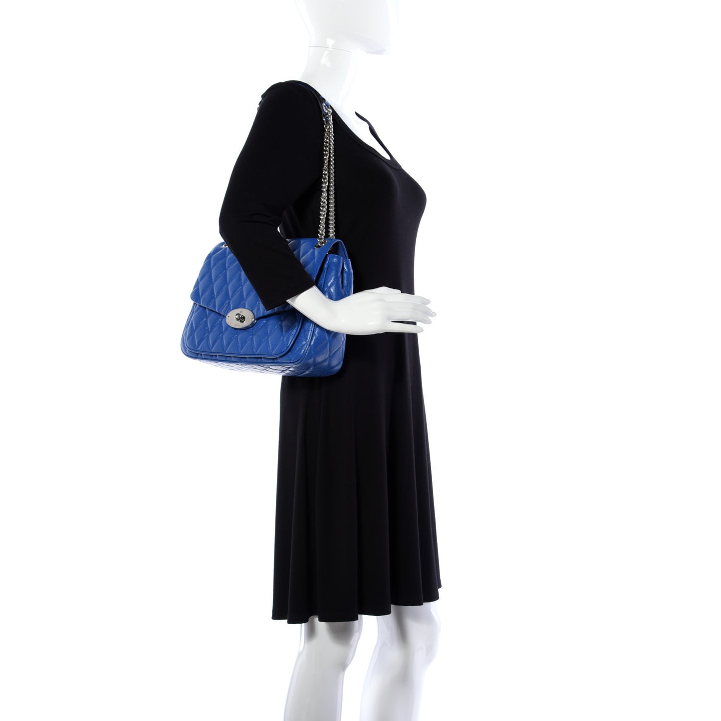 Shiny Buffalo Quilted Darley Shoulder Bag Porcelain Blue