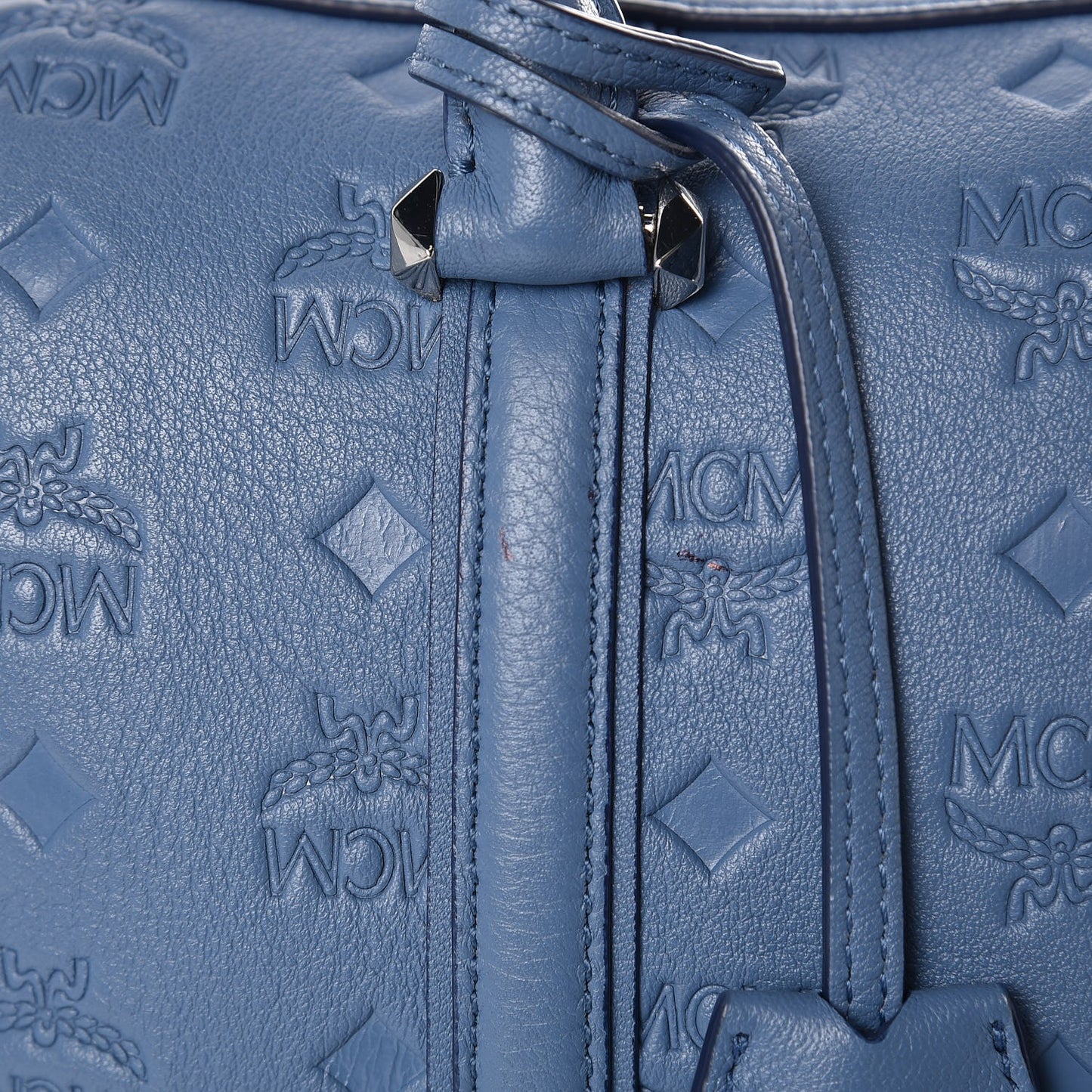 Calfskin Ottomar Monogram Small Boston Bag Blue