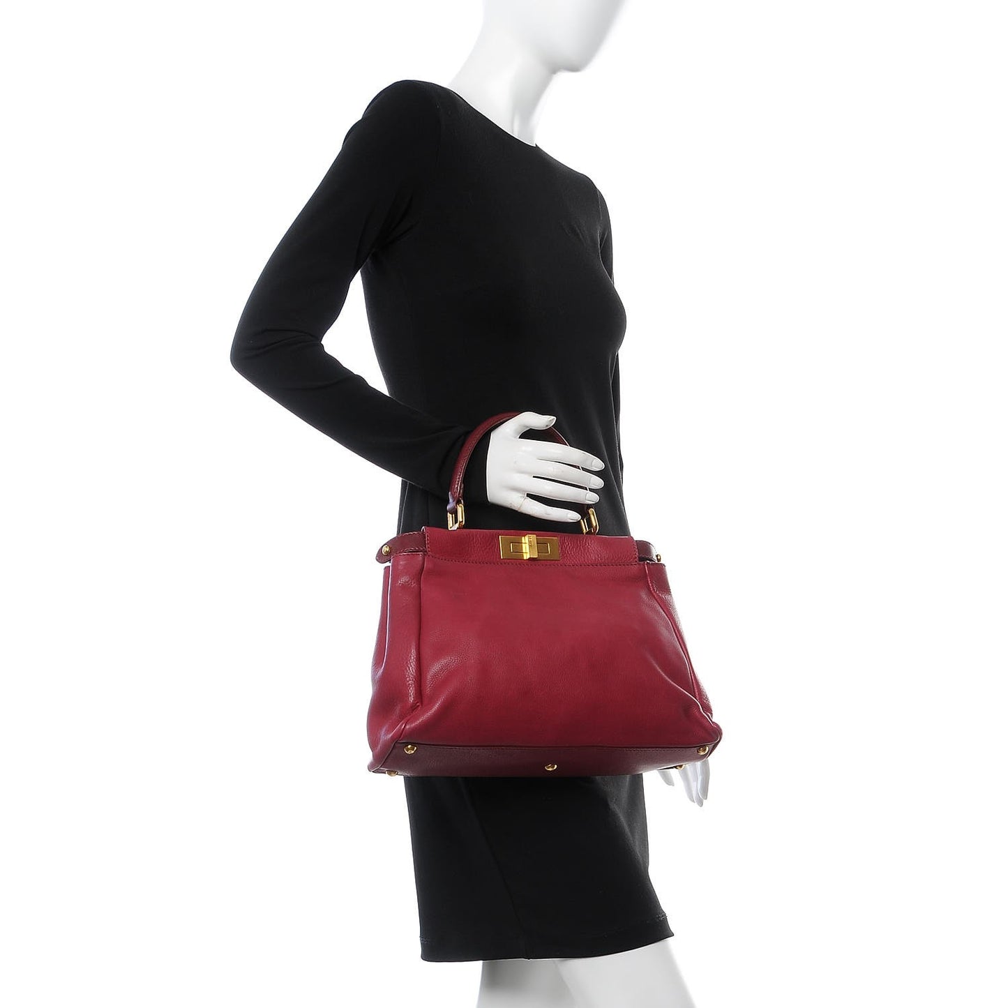 Vitello Saddle Medium Peekaboo Iconic Satchel Melograno Ciliegia
