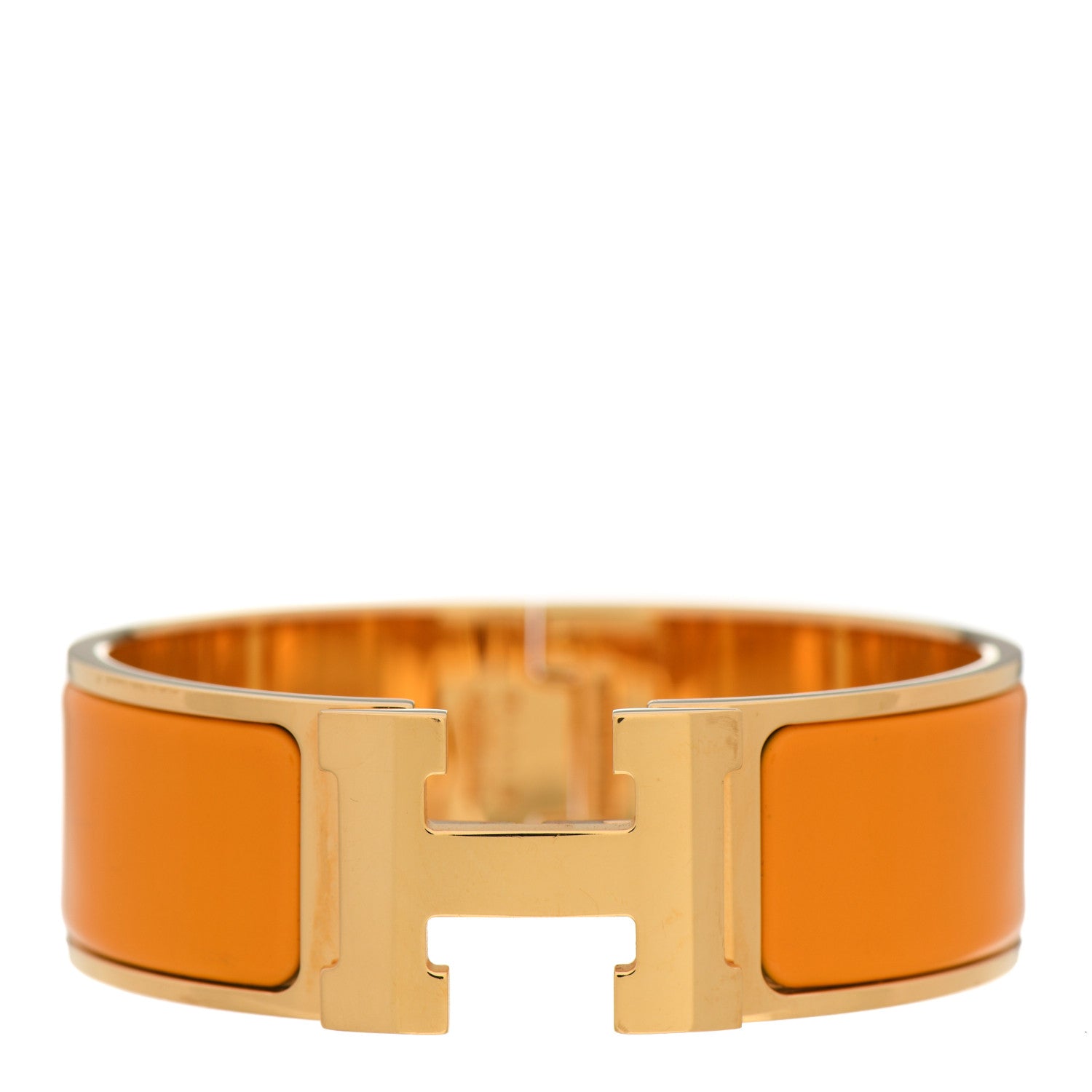 Hermes Enamel Wide Clic Clac H Bracelet PM Jaune Madras 1 of 6