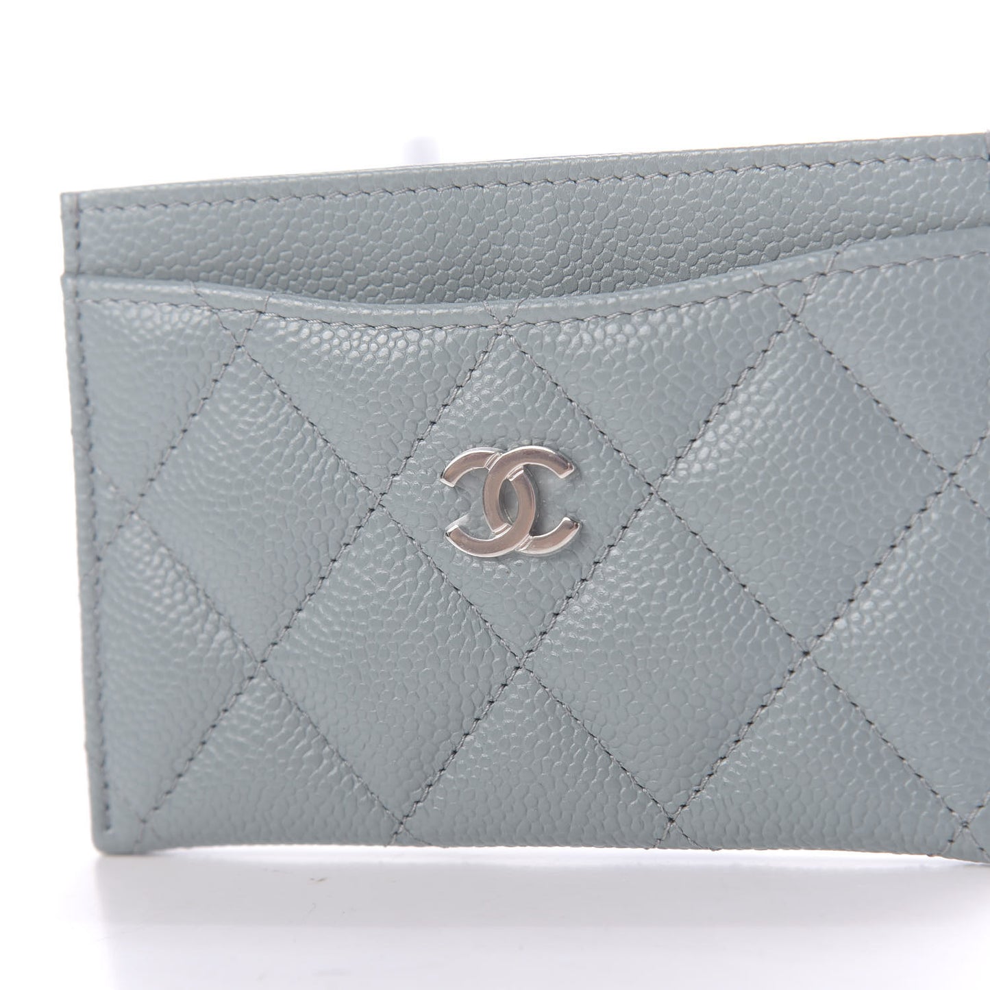 Caviar Quilted Card Holder Light Blue
