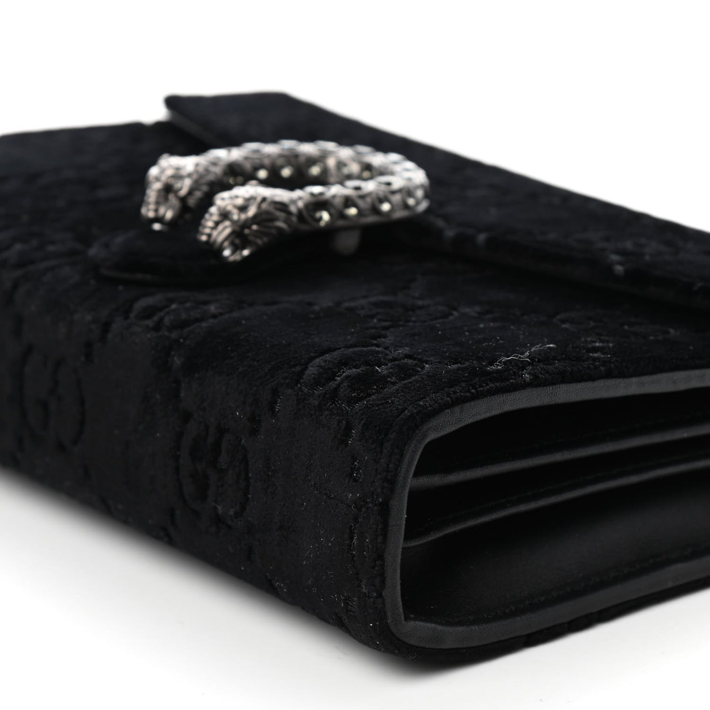 Velvet GG Monogram Mini Dionysus Chain Wallet Black