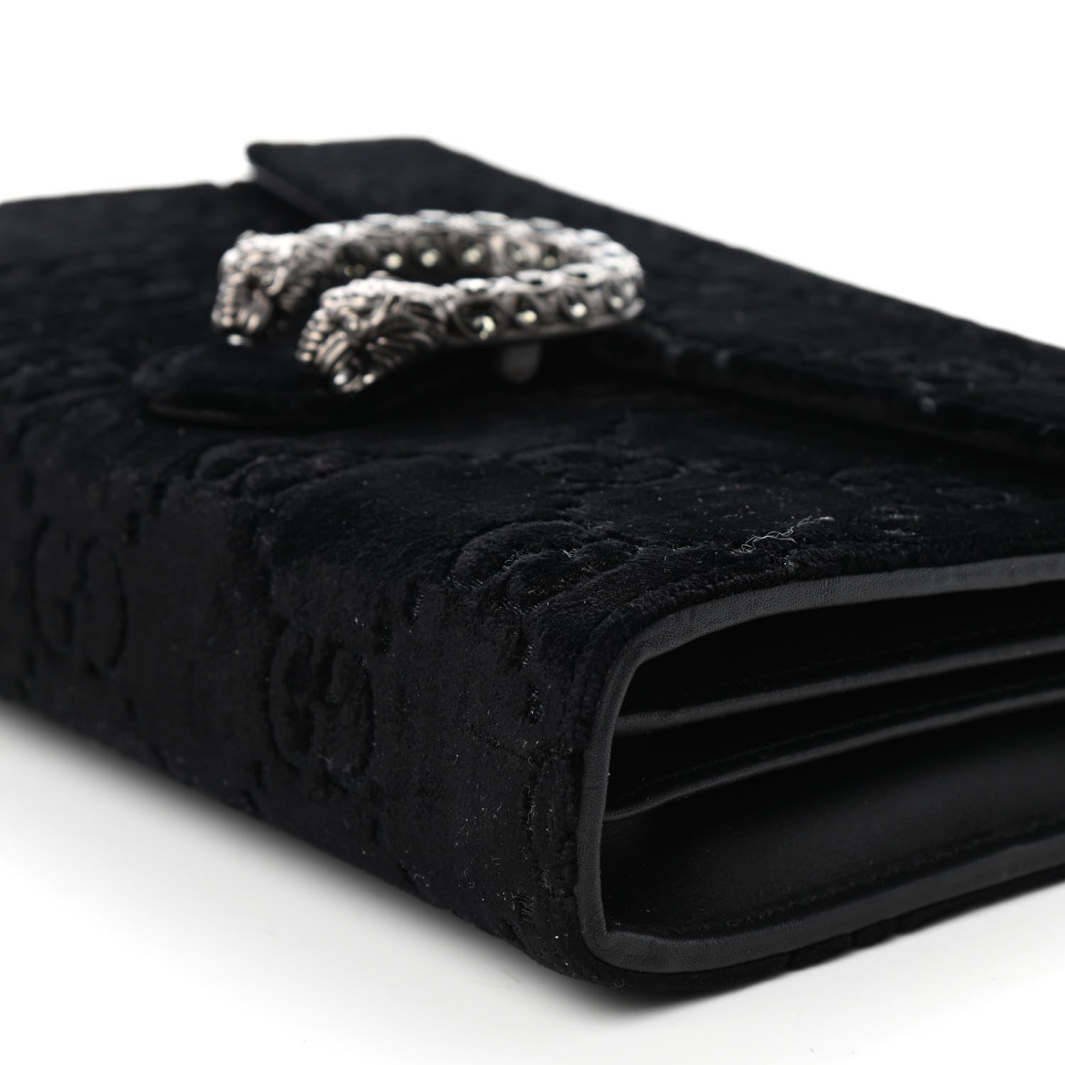Gucci Velvet GG Monogram Mini Dionysus Chain Wallet Black 8 of 8