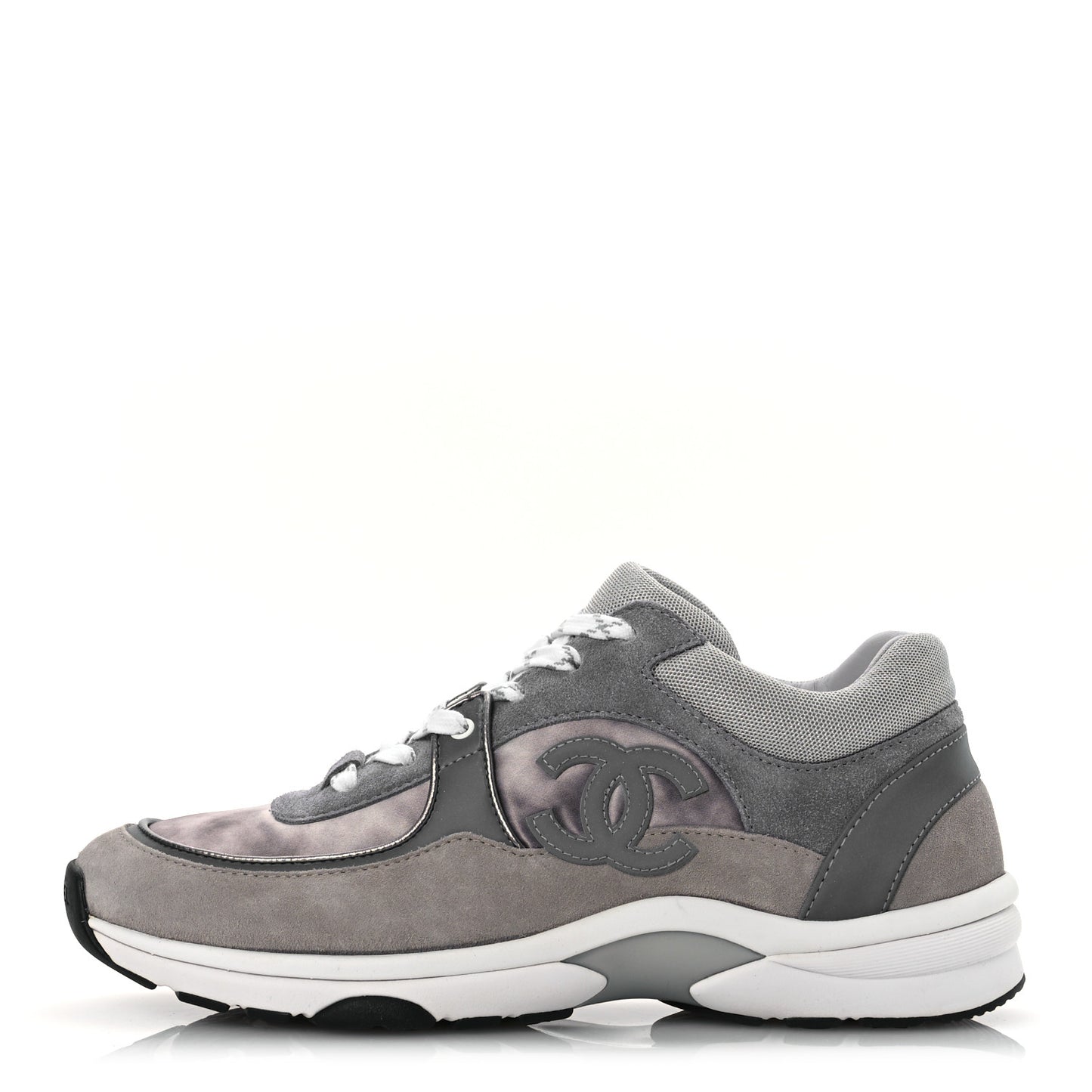 Fabric Suede Calfskin CC Sneakers 40 Dark Grey Grey