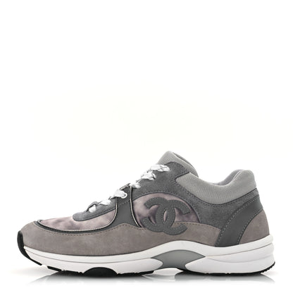 Chanel Fabric Suede Calfskin CC Sneakers 40 Dark Grey Grey 1 of 11