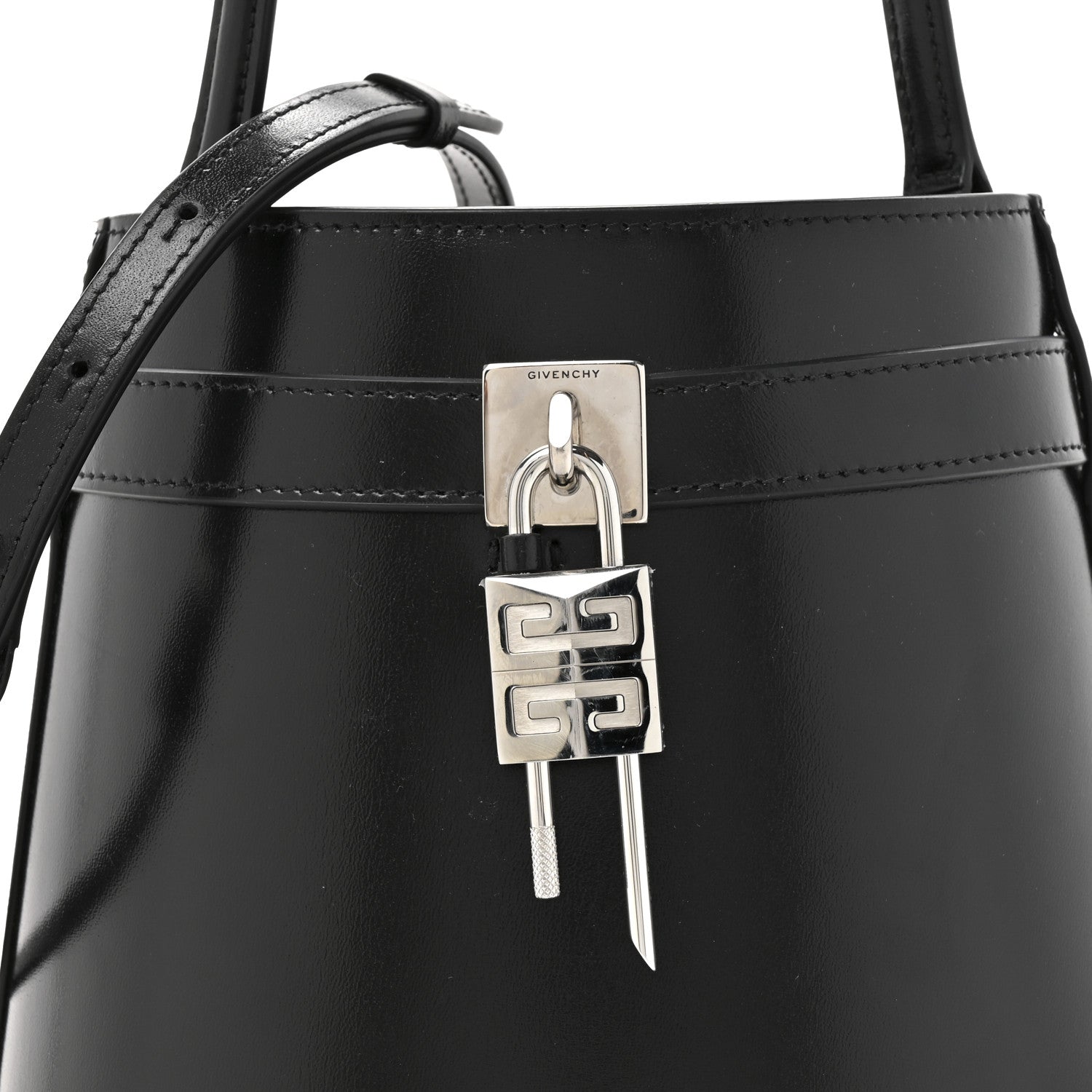 Givenchy Box Calfskin Shark Lock Bucket Bag Black 7 of 9