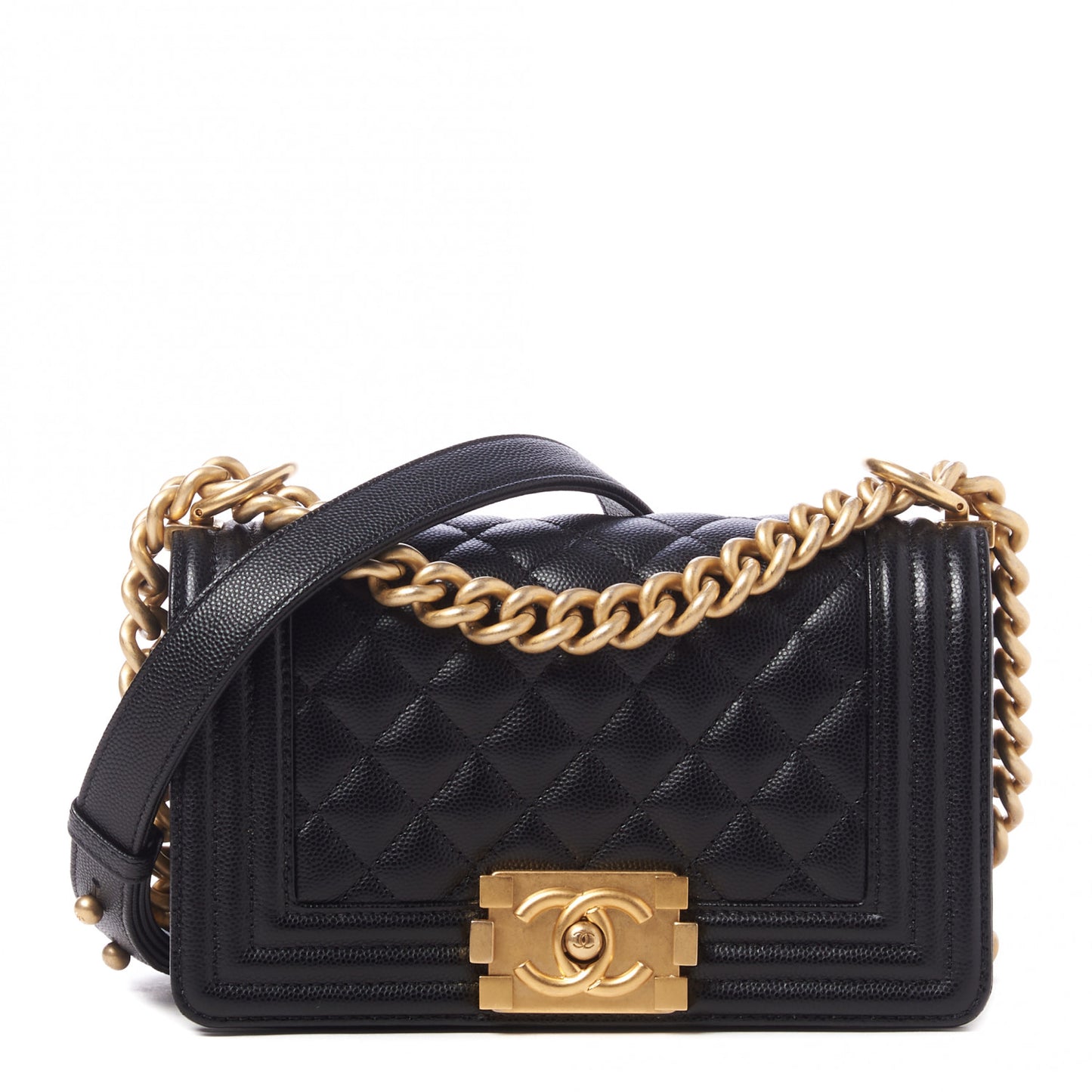 Caviar Quilted Small Boy Flap Black