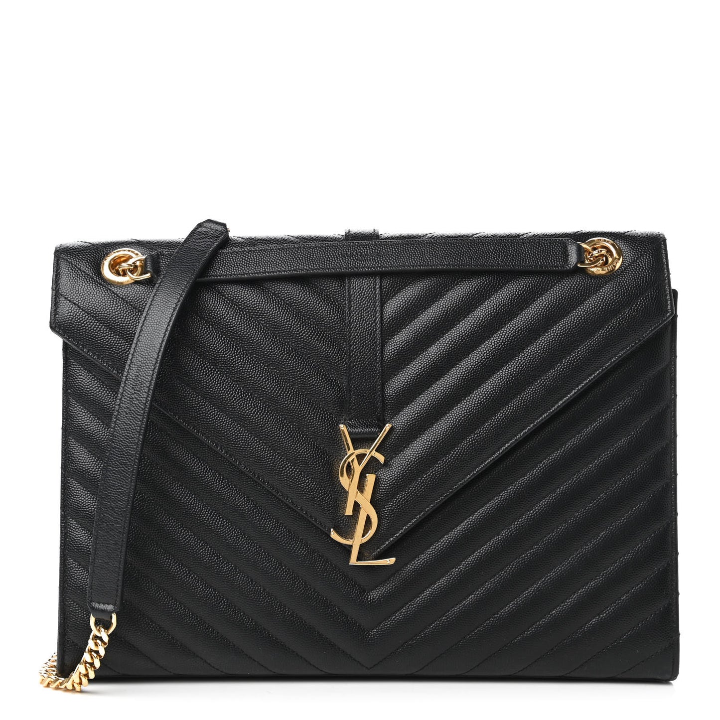 Grain De Poudre Matelasse Chevron Large Monogram Satchel Black