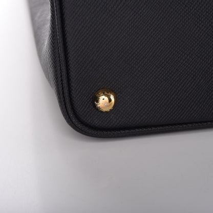 Prada Saffiano Cuir Large Double Bag Black Fuoco 17 of 20