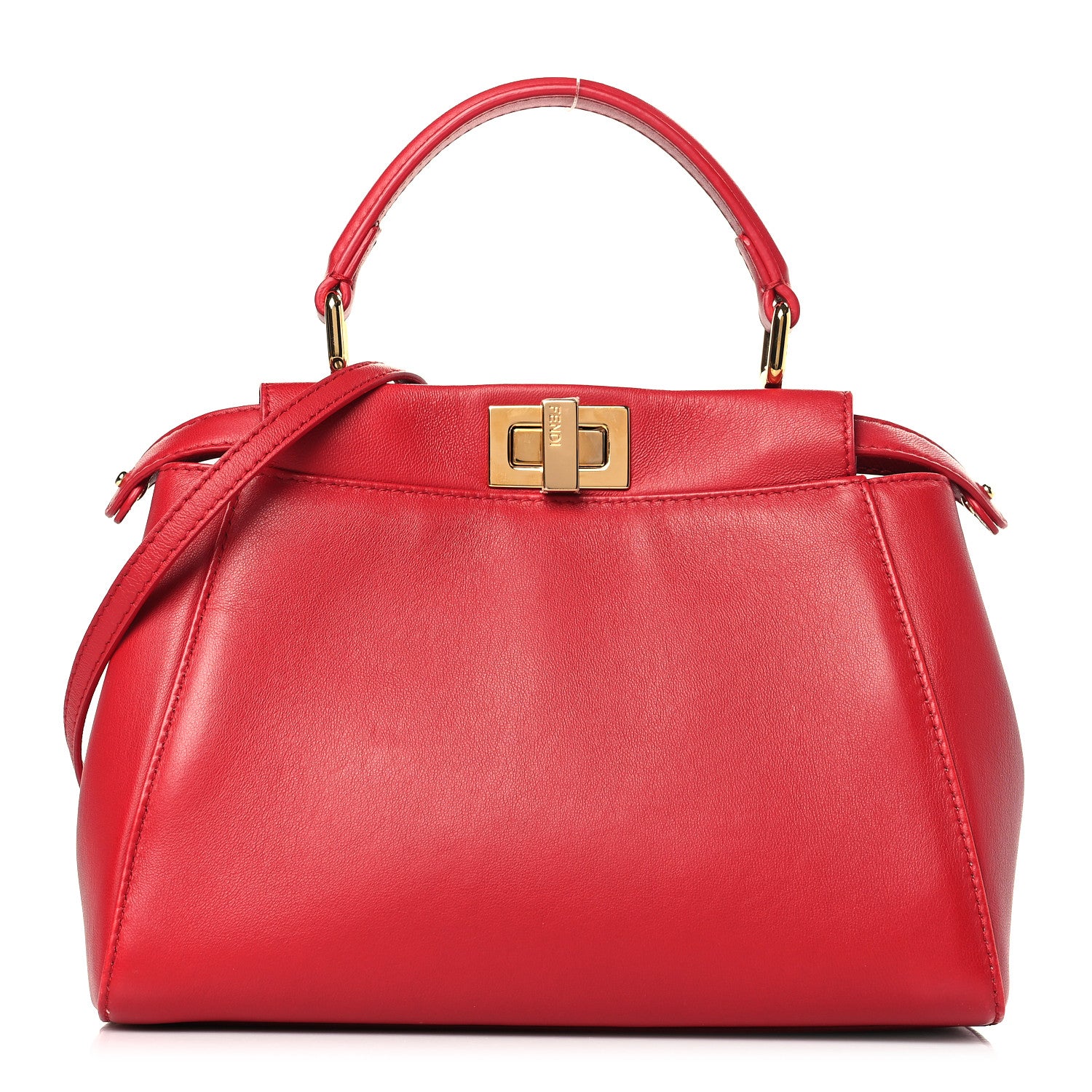 Fendi Nappa Mini Peekaboo Iconic Satchel Fiamma 1 of 10