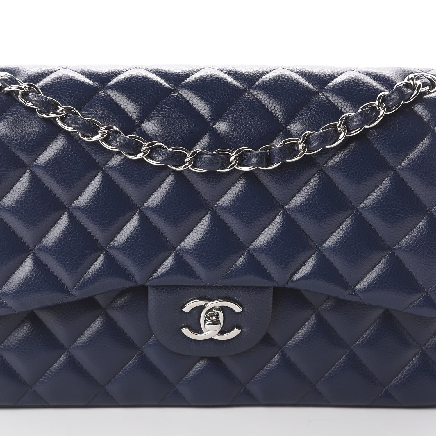 Chanel Caviar Quilted Jumbo Double Flap Navy Blue 9 of 9
