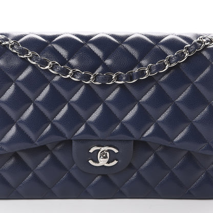 Chanel Caviar Quilted Jumbo Double Flap Navy Blue 9 of 9