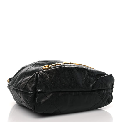 Chanel Shiny Crumpled Calfskin Quilted Pearl Mini Chanel 22 Black 4 of 11