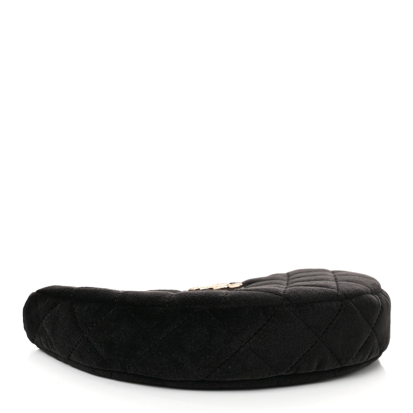 Velvet Crystal Quilted Chain Hobo Black