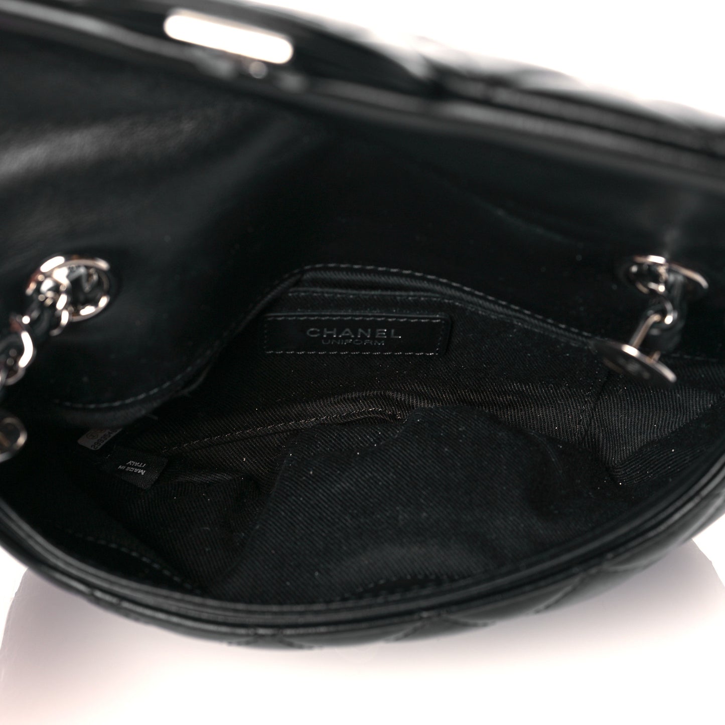 Calfskin Quilted CC Uniform Flap Belt Bag Black