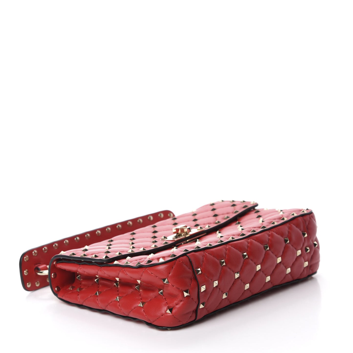 Nappa Medium Rockstud Spike Shoulder Bag Rosso Valentino
