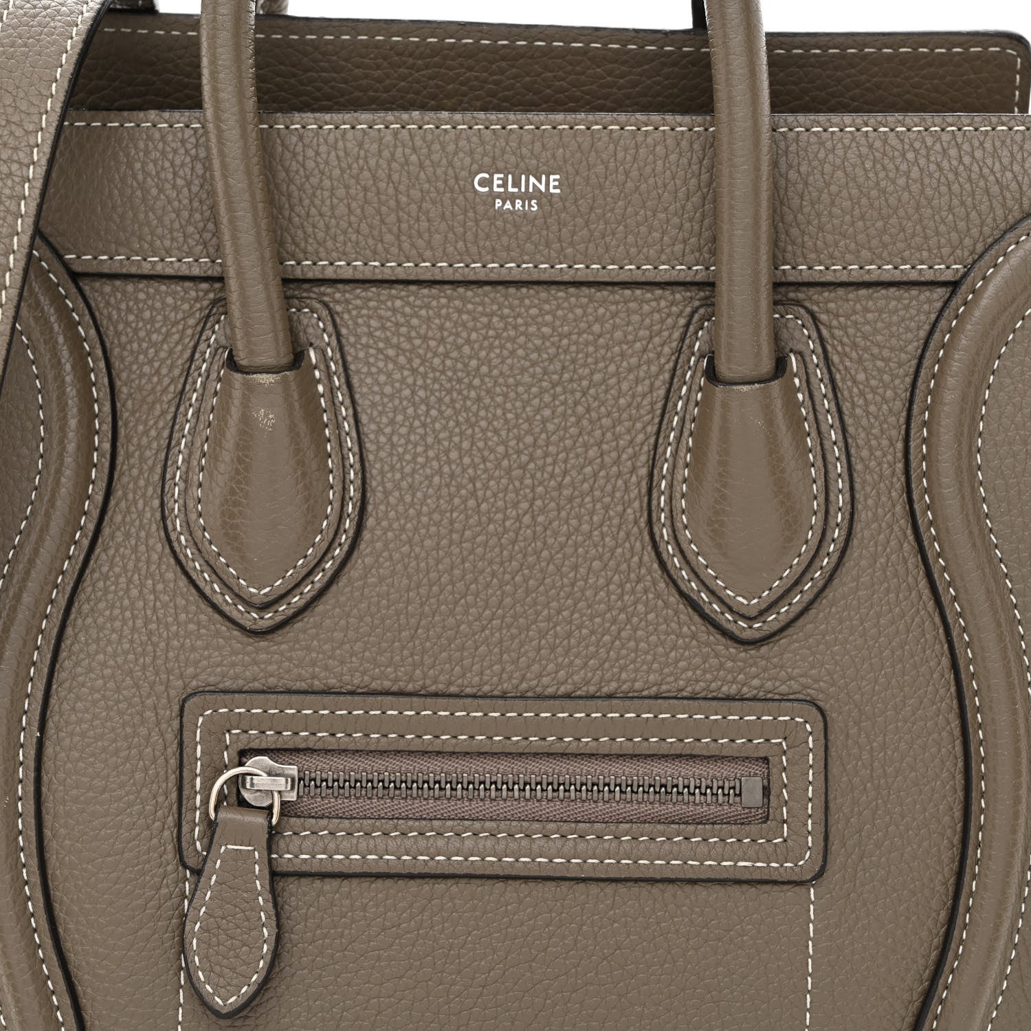 Celine Drummed Calfskin Nano Luggage Souris 10 of 12