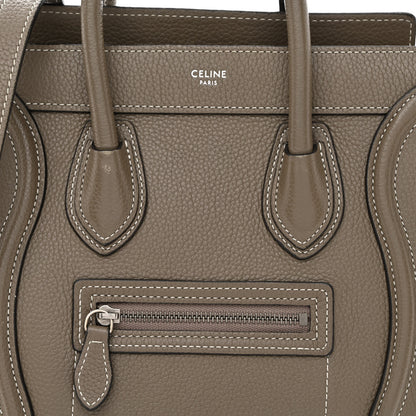 Celine Drummed Calfskin Nano Luggage Souris 10 of 12