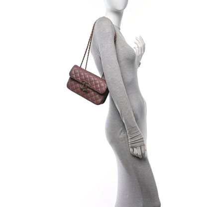 Chanel Lambskin Quilted Small CC Chic Flap Purple Brown 2 of 12