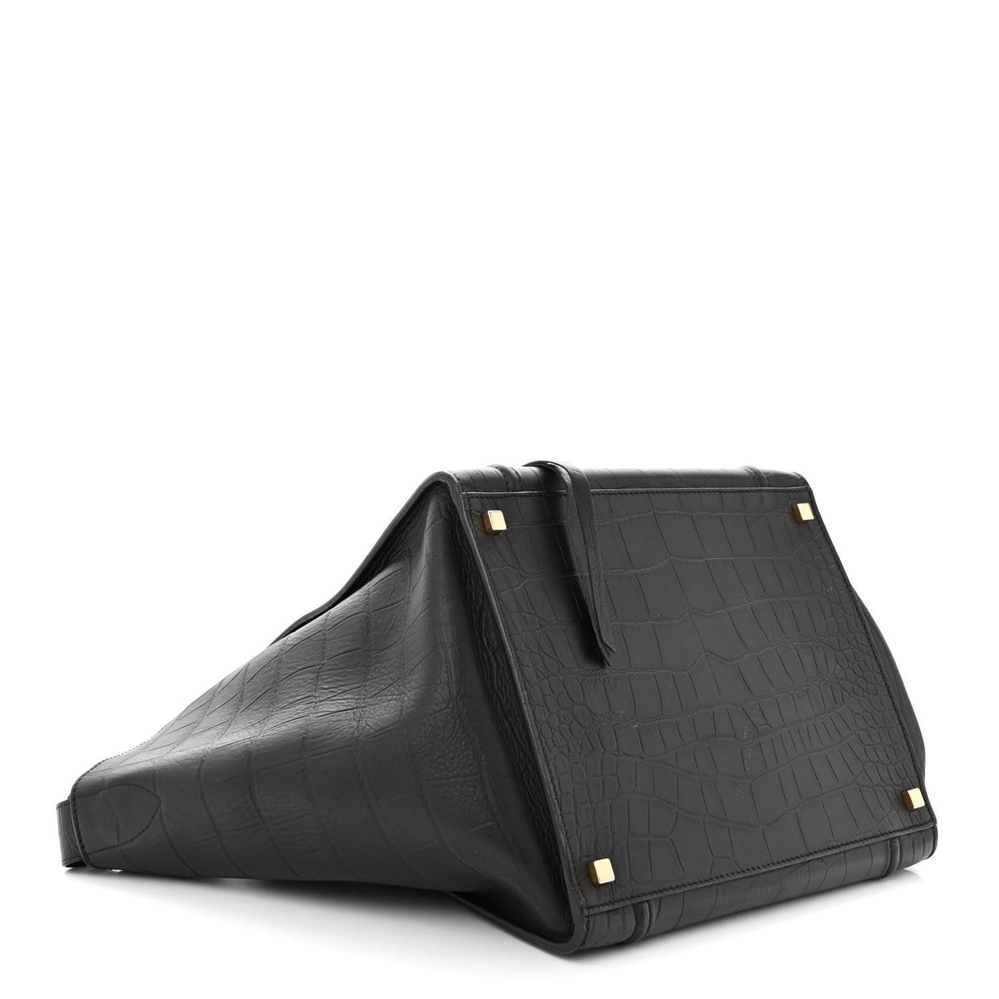 Crocodile Embossed Calfskin Medium Phantom Luggage Black