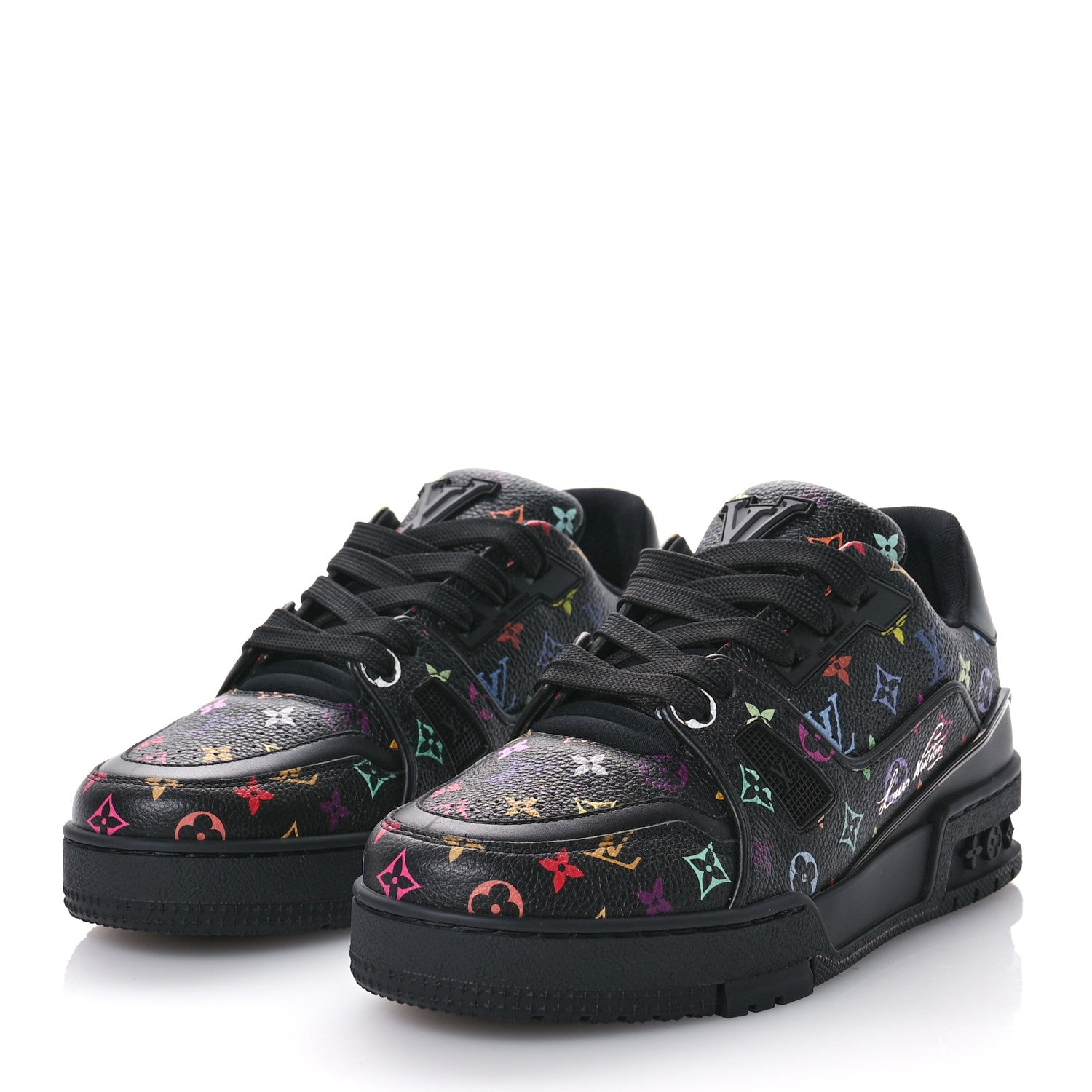 Louis Vuitton LV X TM Calfskin Monogram Multicolor LV Trainer Sneakers 36 Black 3 of 9