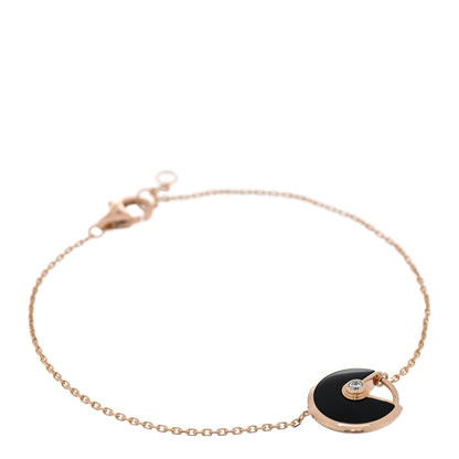 Cartier 18K Pink Gold Diamond Black Onyx Amulette de Cartier Bracelet 1 of 3